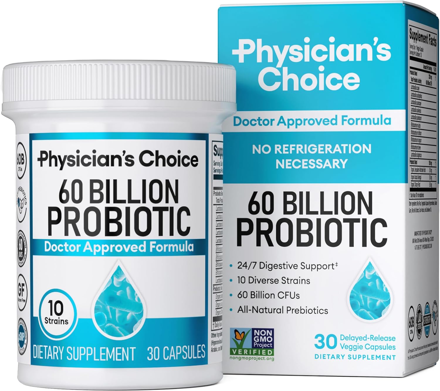 Physician's Choice Probiotics 60 Billion CFU 10 Strains & Organic Prebiotics